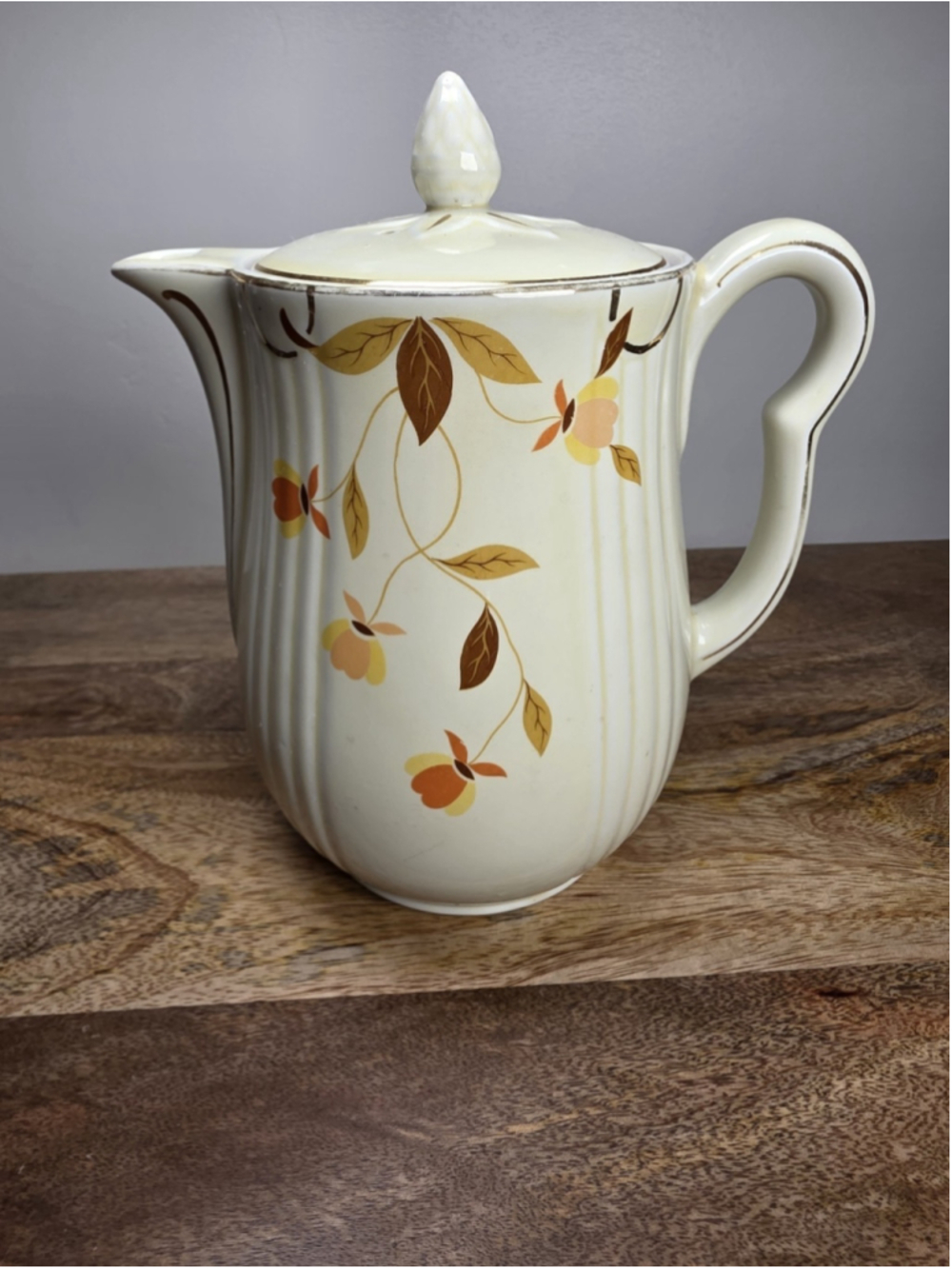 Hall's Superior Autumn Leaf Aladdin 6 Cup Coffee Pot Gold Trim VTG MCM M-4 USA